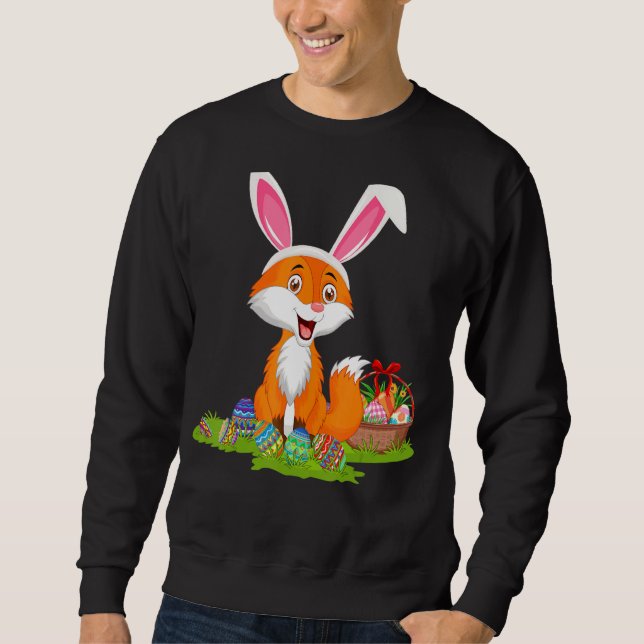 Fox Easter Egg Hunting Bunny Fox Easter Sunday Sweatshirt (Front)
