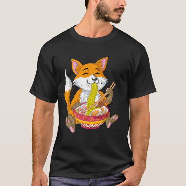 fox eating ramen T-Shirt (Front)