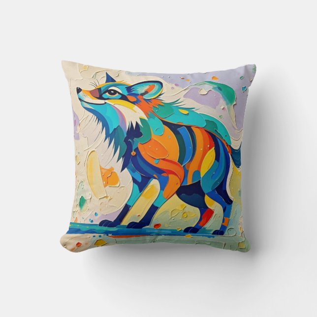 Fox Expressive abstract animal art design  Cushion (Front)