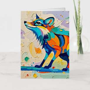 Fox Expressive abstract animal art design  Foil Greeting Card