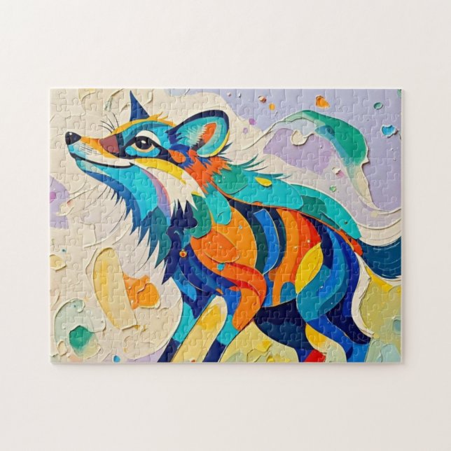 Fox Expressive abstract animal art design  Jigsaw Puzzle (Horizontal)