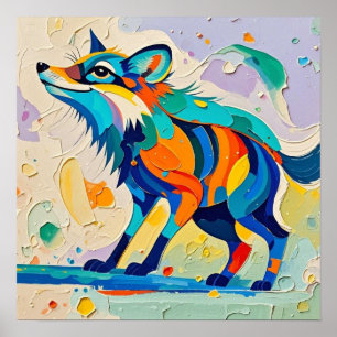 Fox Expressive abstract animal art design  Poster