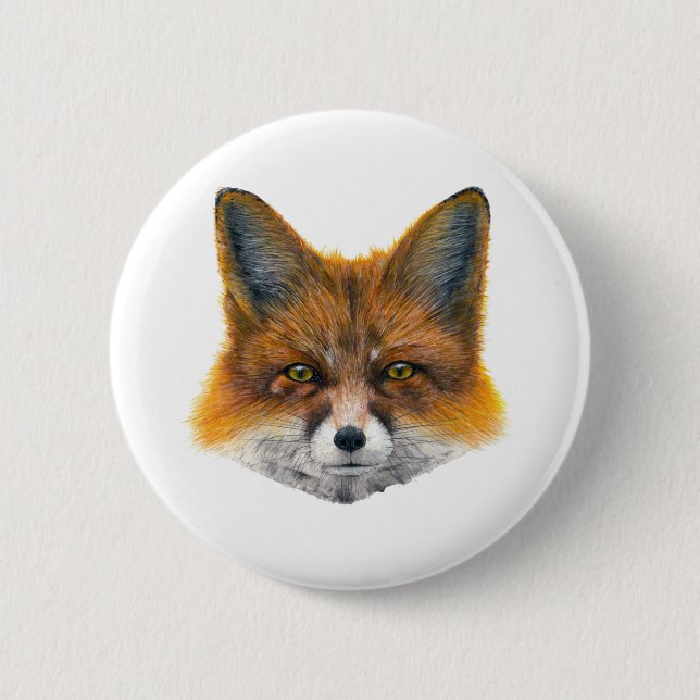 Fox face - Painting in acrylic 6 Cm Round Badge (Front)