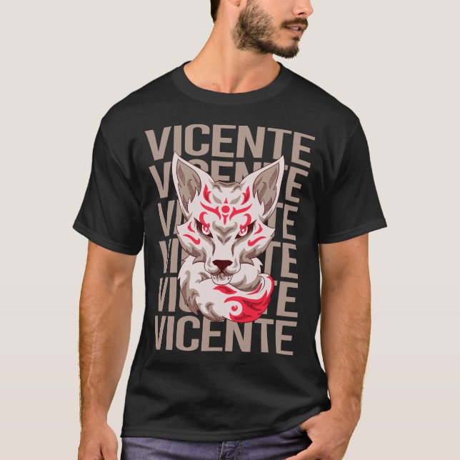 Fox Face - Vicente Name T-Shirt (Front)