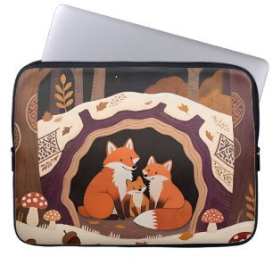 Fox Family Autumn Forest Den Laptop Sleeve