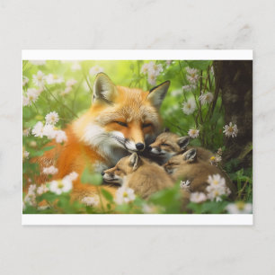 Fox Family in the Wild Postcard