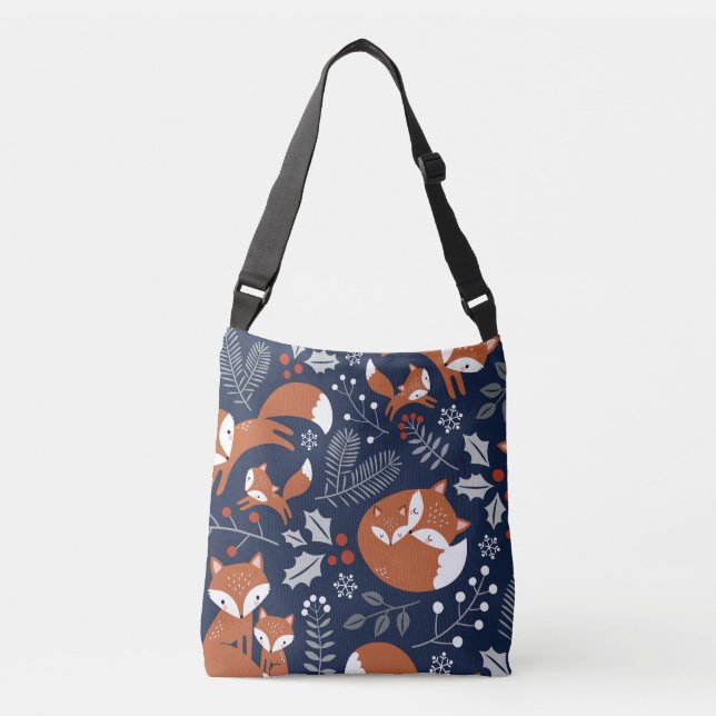 Fox family: vintage seamless pattern. crossbody bag (Front)