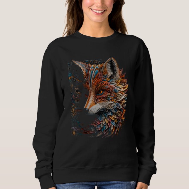 Fox Fantasy - Art Mandala Artwork Animal Fox Sweatshirt (Front)
