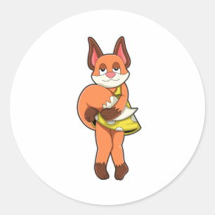 Fox Female with Skirt Classic Round Sticker