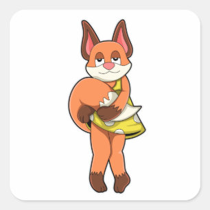 Fox Female with Skirt Square Sticker