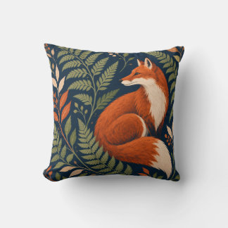 Fox & Fern Rust Fox and Navy Botanical Cushion