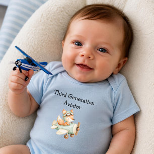 Fox Flies Aeroplane Personalised Baby Boy Aviation Bodysuit