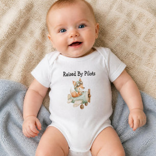 Fox Flies Aeroplane Personalised Baby Boy Aviation Bodysuit