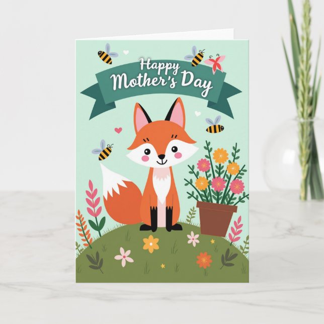 Fox Floral Mothers Day Card (Front)