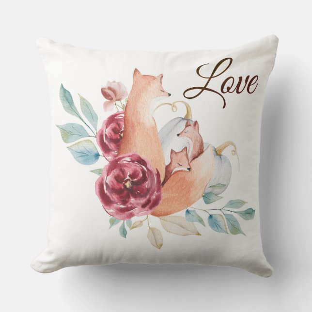 Fox Floral Reversible Pillow.. Cushion (Front)