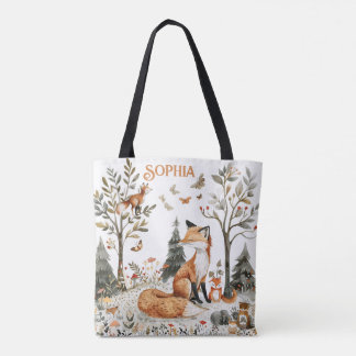 Fox Floral Woodland Tote Bag
