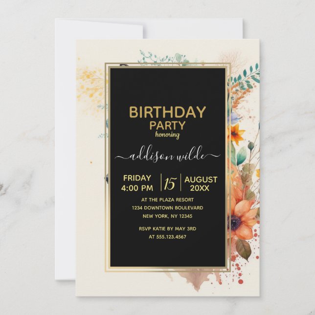 Fox Flower Crown Watercolor                        Invitation (Front)