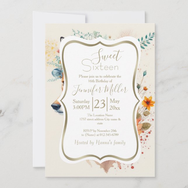 Fox Flower Crown Watercolor                        Invitation (Front)