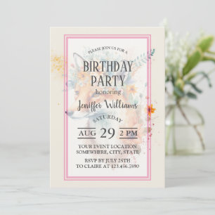 Fox Flower Crown Watercolor Invitation