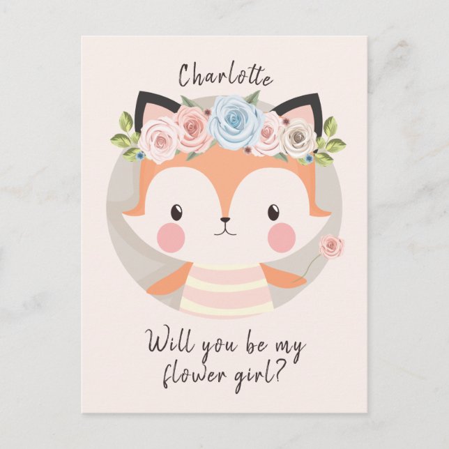 Fox Flower Girl Proposal Card (Front)