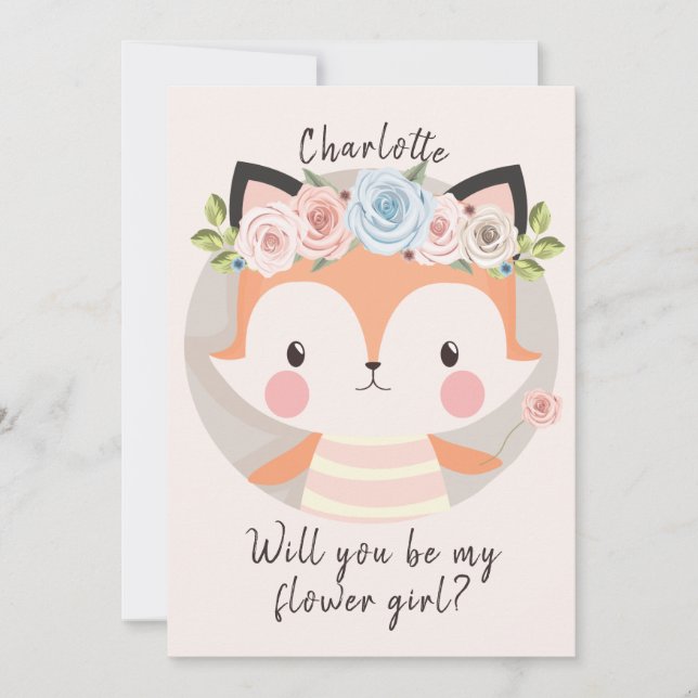 Fox Flower Girl Proposal Card (Front)