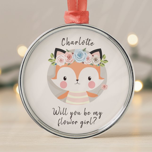 Fox Flower Girl Proposal Card Metal Tree Decoration (Creator Uploaded)