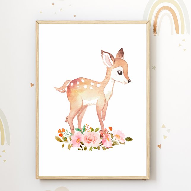 Fox Flowers Nursery Poster Kids Room Decor (Creator Uploaded)