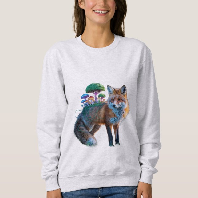 Fox Forest Fusion – Surreal Nature Art Sweatshirt (Front)