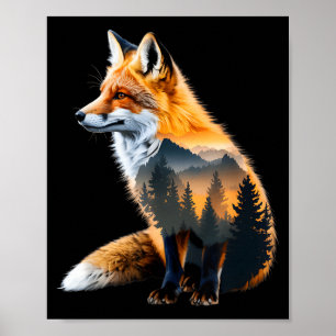 Fox Forest Nature Lover Mountains Hiking Camng Bus Poster
