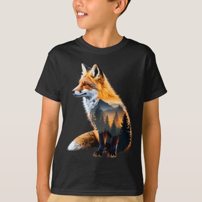 Fox Forest Nature Lover Mountains Hiking Camng Bus T-Shirt (Front)