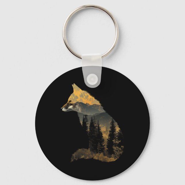 Fox Forest Nature Lover Mountains Hiking Camping B Key Ring (Front)