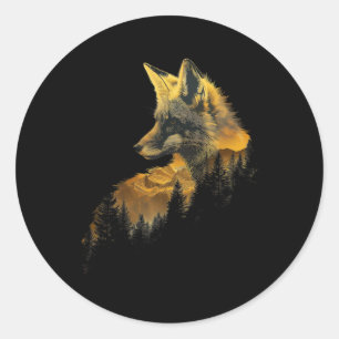 Fox Forest Nature Lover Mountains Hiking Camping H Classic Round Sticker