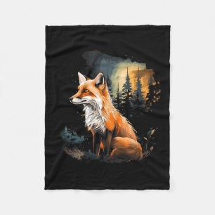 Fox Forest Nature Lover Mountains Hiking Camping H Fleece Blanket