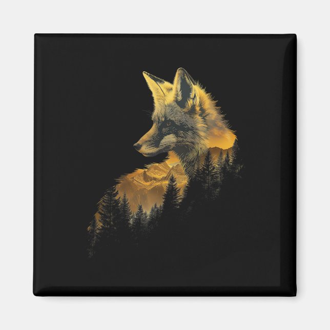 Fox Forest Nature Lover Mountains Hiking Camping H Magnet (Front)