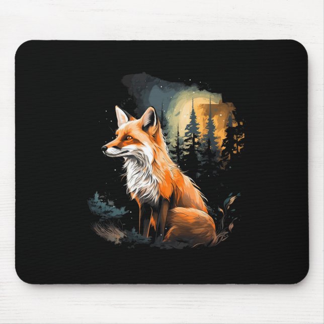 Fox Forest Nature Lover Mountains Hiking Camping H Mouse Pad (Front)