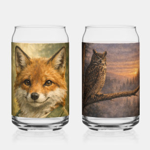 Fox Forest Ranger + Owl at Dusk Can Glass Set