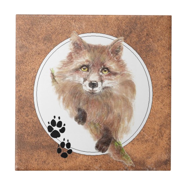 Fox, Foxes,  Animal Tracks, Nature Tile (Front)