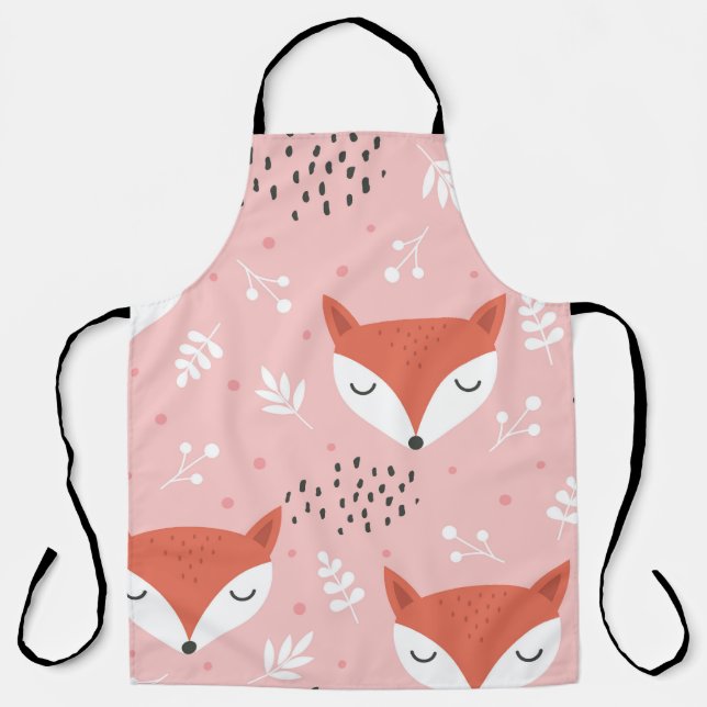 Fox Fun: Cute Forest Pattern Apron (Front)