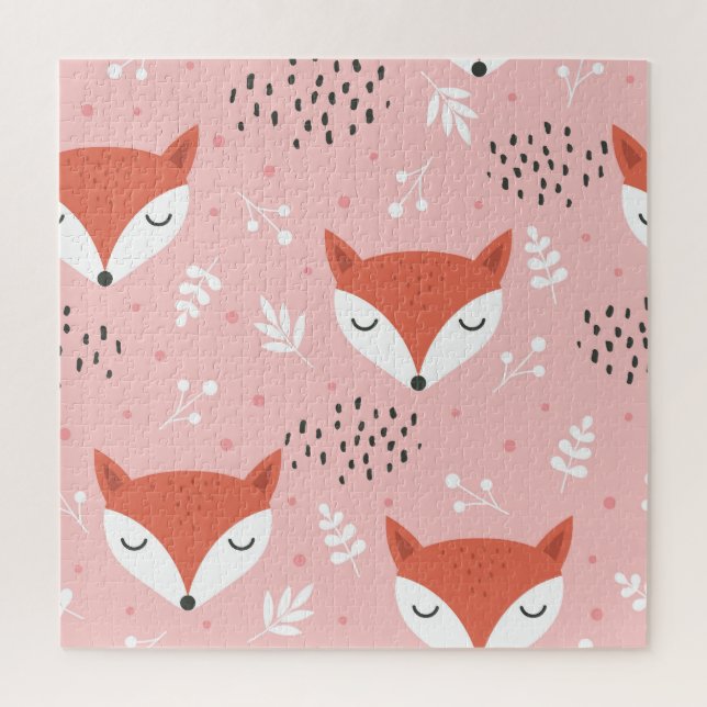 Fox Fun: Cute Forest Pattern Jigsaw Puzzle (Vertical)