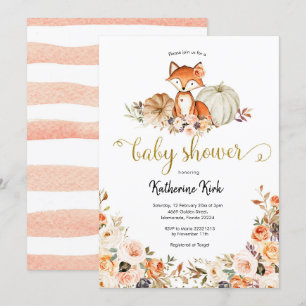 Fox Girl Fall Baby Shower Invitation