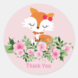 Fox Glossy Classic Round Sticker