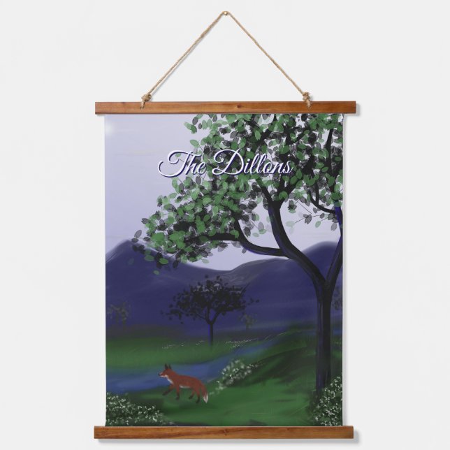 Fox Grove Personalised Wood Topped Wall Tapestry (Front)