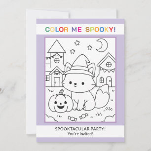 Fox Halloween Colouring Invitation Kids Activity