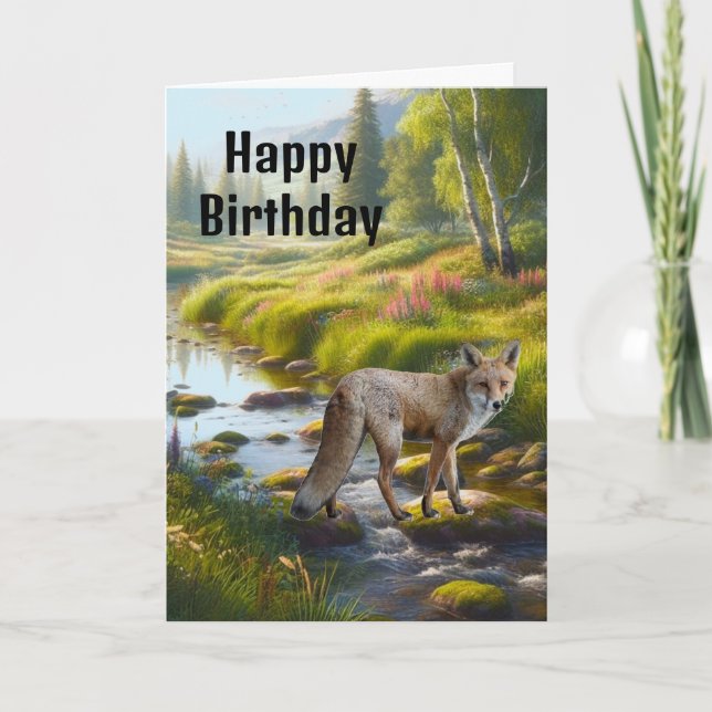 Fox Happy Birthday Mens  Card (Front)