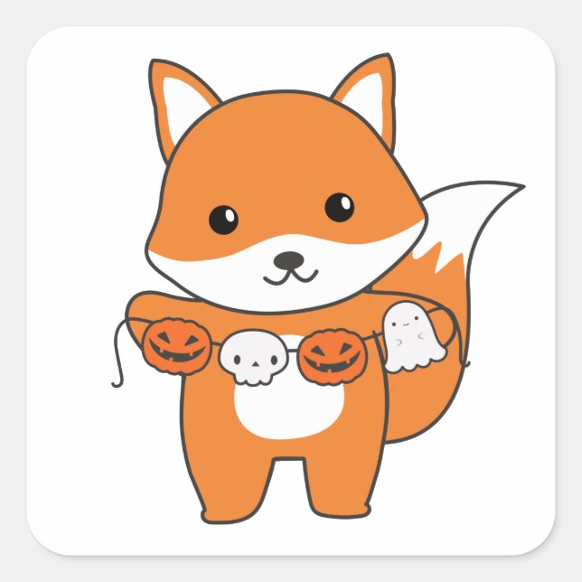 Fox Happy Halloween Pumpkin Bat Costume Square Sti Sticker (Front)