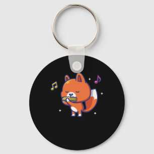 Fox Harmonica Instrument Blues Music Sound Gift Key Ring