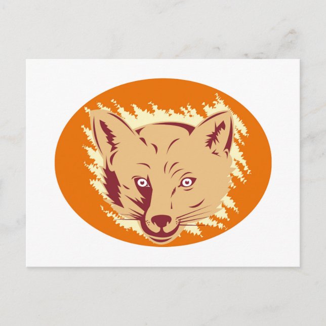 fox head front retro postcard (Front)