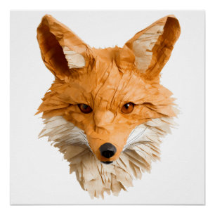Fox head in paper mache for child's bedroom poster