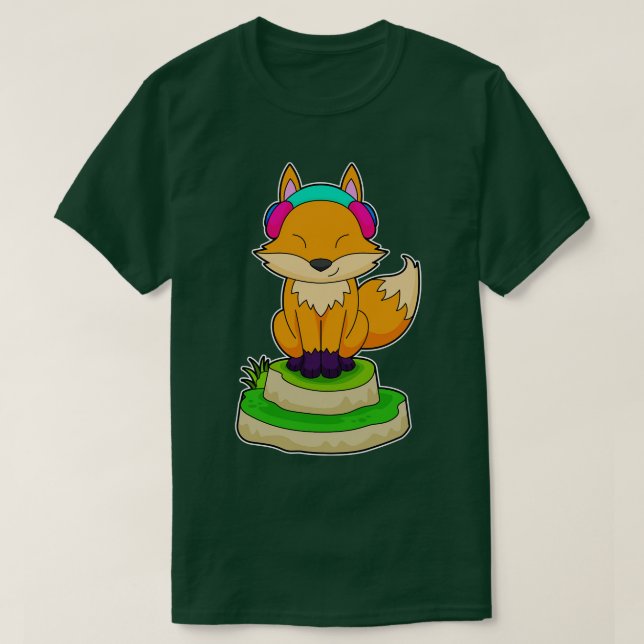 Fox Headphone Music T-Shirt (Design Front)