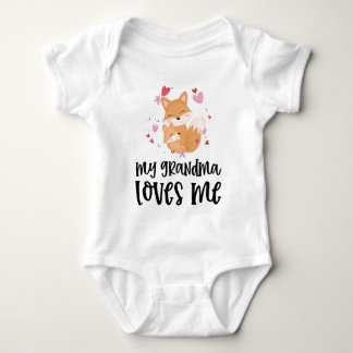 Fox Heart Gift for Grandchild My Grandma Loves Me Baby Bodysuit